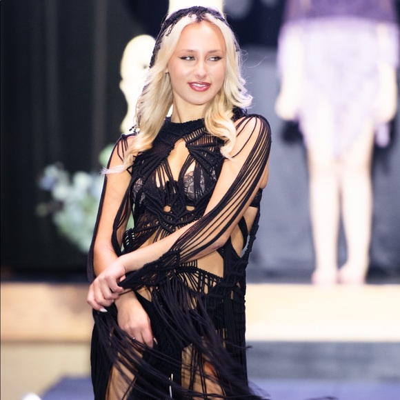 Handmade Macrame Crochet Goth Dress Festival Burning Man - Picture 9 of 17